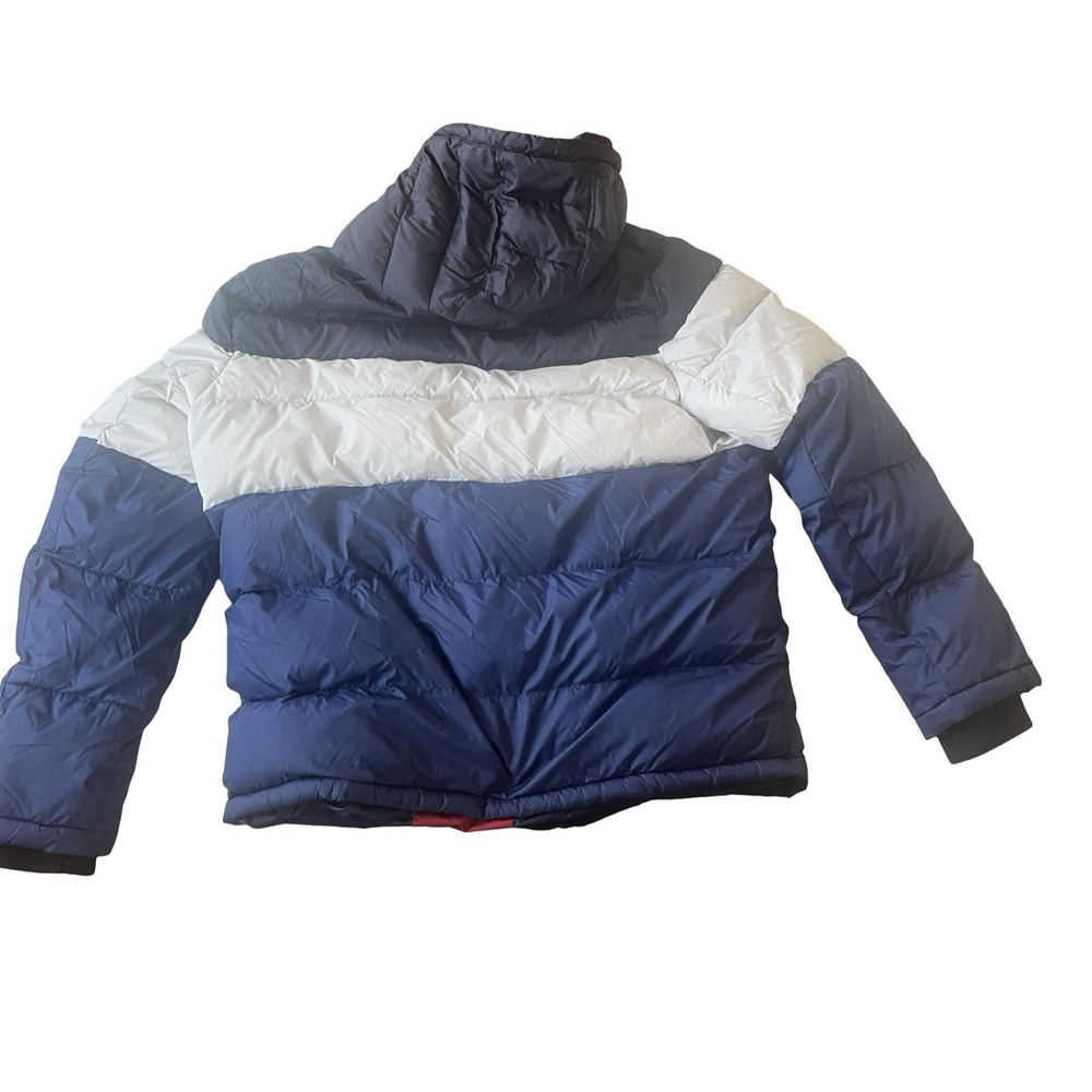 Tommy Hilfiger Men's Size XL Puffer Jacket‎ Gray Navy Blue Colorblock Hooded - Picture 2 of 8